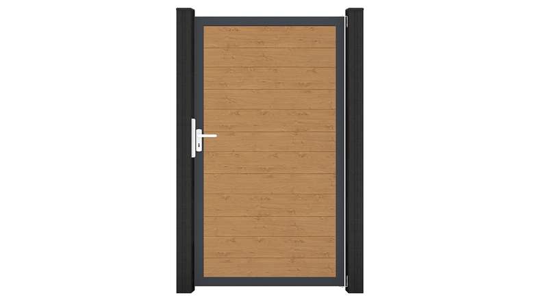 planeo Gardence Simply Small - PVC-Universaltor Asteiche Natur mit Alu-Rahmen in Anthrazit | DB703 100 x 180 cm