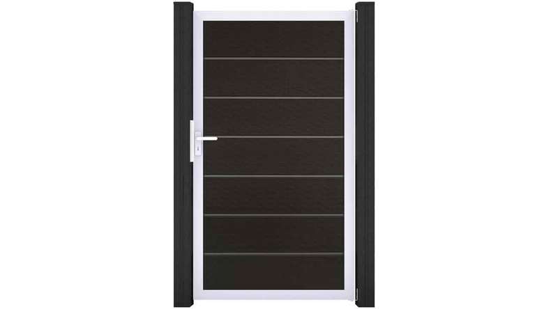 planeo Gardence Deluxe - Porte universelle composite Noir avec cadre aluminium argent 180x150x4cm