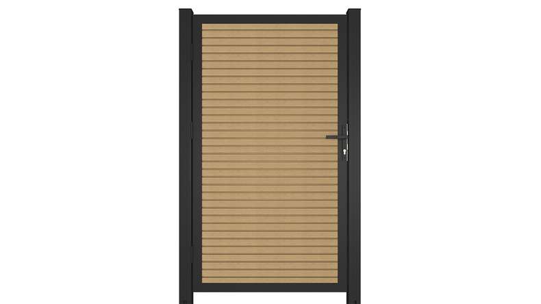 planeo LINEA - WPC CoEx Rhombus Universaltor Sand mit Anthrazit Alurahmen 100 x 180 cm