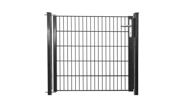 Porte universelle léger 1 vantail anthracite - L 1090 mm poteaux de porte inclus
