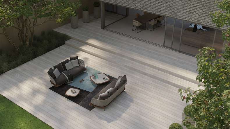 planeo Authoria PureBoard Plancher de terrasse massif - Light Lime Oak 3.6m structuré