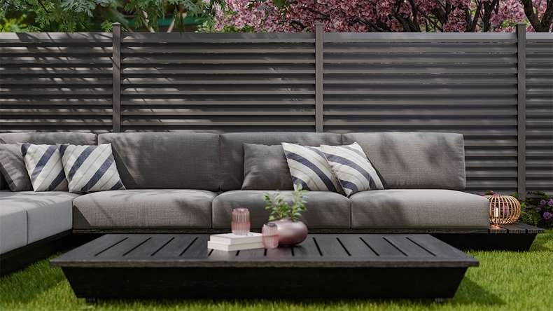 planeo Gardence Metallic Rhombus - Clôture de jardin en aluminium Carré Anthracite | DB703