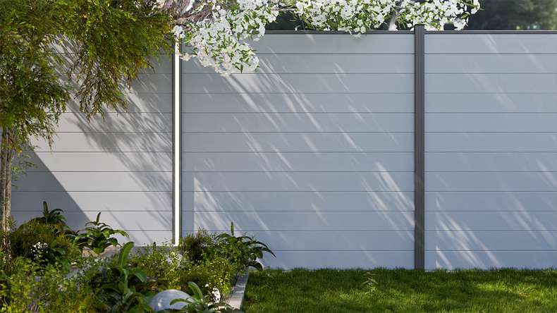 planeo Gardence Simply Small - Clôture à emboîter en PVC gris argenté 180 x 180 cm