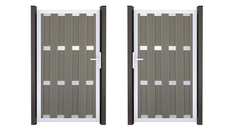 planeo Gardence Premade - BPC-Tor Hellgrau 100 x 180 x 4 cm - Silber-Alurahmen