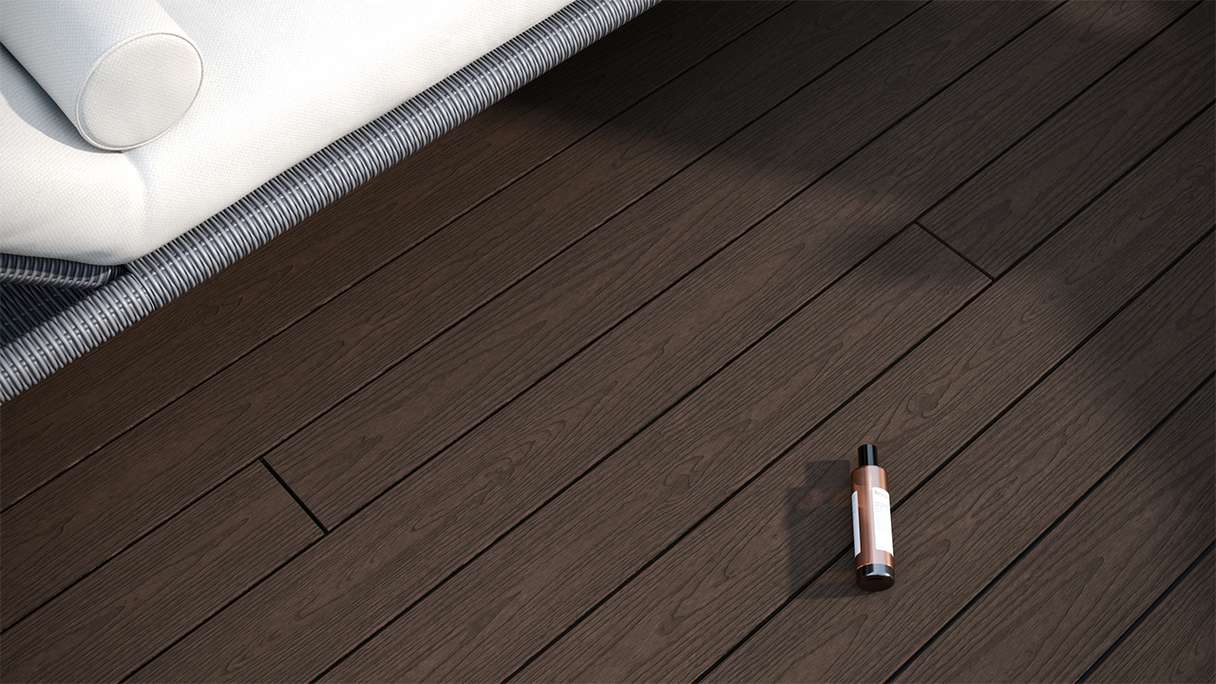 planeo CoEXWood WPC Terrassendiele Massiv ummantelt - Hellbraun/Dunkelbraun 3m strukturiert