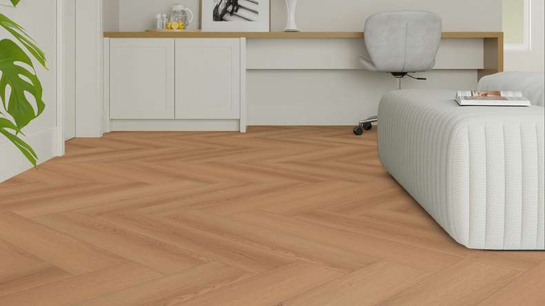 planeo Vinyle à coller - Chêne Siena ultra mat à chevrons | Grain synchronisé (MF-DB-1505-HB)