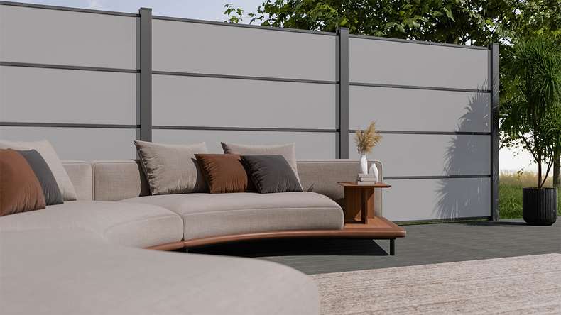 planeo Gardence Resistant - HPL-Steckzaun Uni Grau 180 x 183 cm