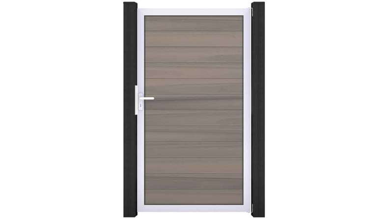 planeo Gardence Strong - Porte composite universelle 2 vantaux Bi-Color avec cadre aluminium argent 150x180x4cm