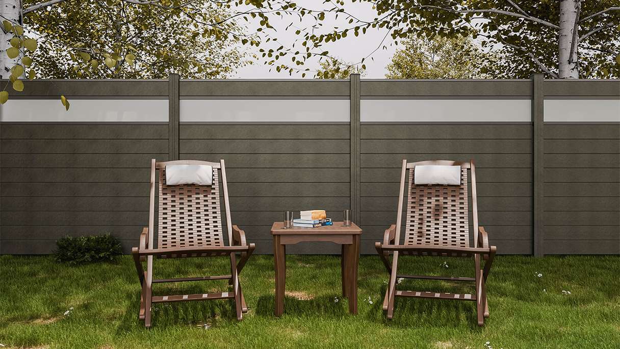 planeo Gardence Strong - BPC-Steckzaun Glas Satiniert Anthrazitgrau 180 x 180 cm