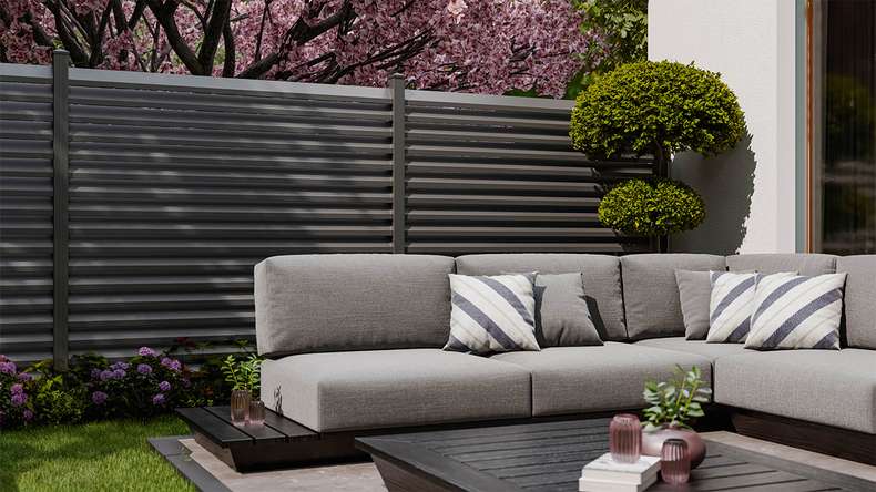 planeo Gardence Metallic Rhombus - Clôture de jardin en aluminium Carré Anthracite | DB703