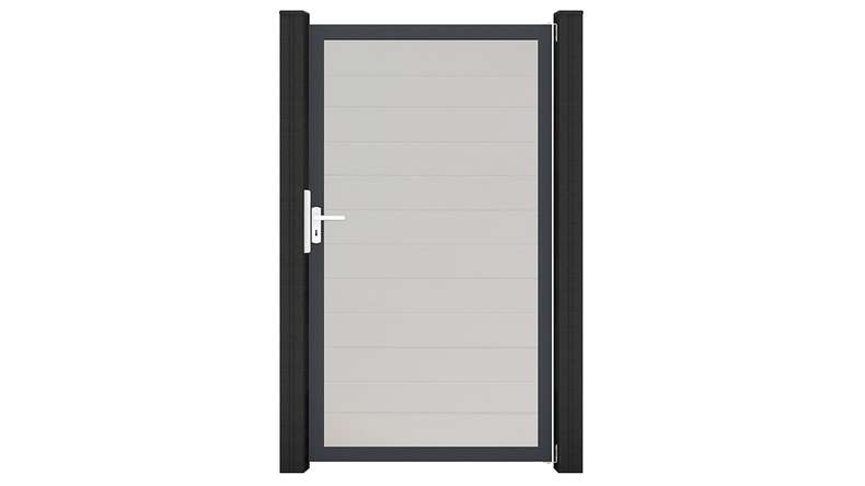 planeo Gardence Simply Small - Porte universelle en PVC blanc avec cadre en aluminium anthracite | DB703 100 x 180 cm