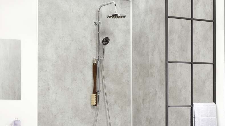 planeo StrongWall - Revêtement mural plastique XL Ciment lavé 260 x 90 cm