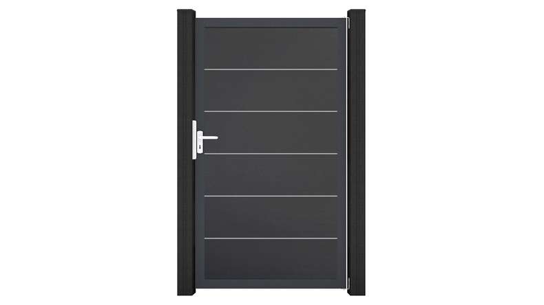 planeo Gardence Simply Premium - Porte universelle en PVC anthracite avec cadre en aluminium anthracite | DB703 100 x 180 cm