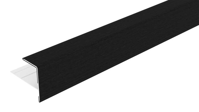 planeo LINEA - Profilo terminale in alluminio CoEx nero 3000 x 74 x 61 mm