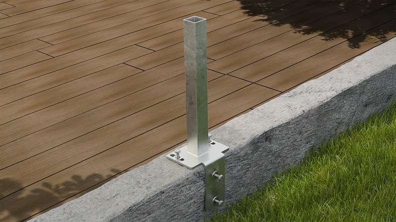 planeo Gardence Strong - GJ 45 Console en pierre L 16 x 12 x 40 cm à cheviller avec adaptateur de montage intégré