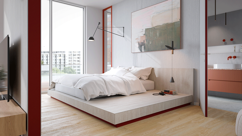 Revêtement mural planeo SPC - CeraRock Tile Stripes Concrete White XL 280 x 117,5 cm