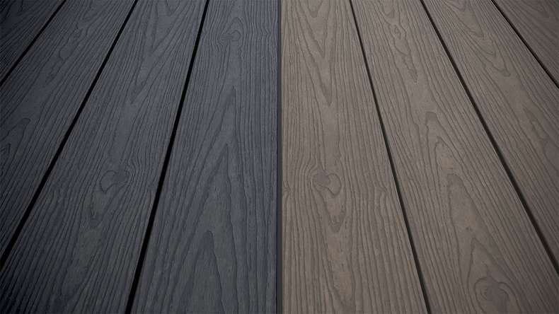 planeo CoEXWood WPC Terrassendiele Massiv ummantelt - Anthrazitgrau/Graubraun 3m strukturiert