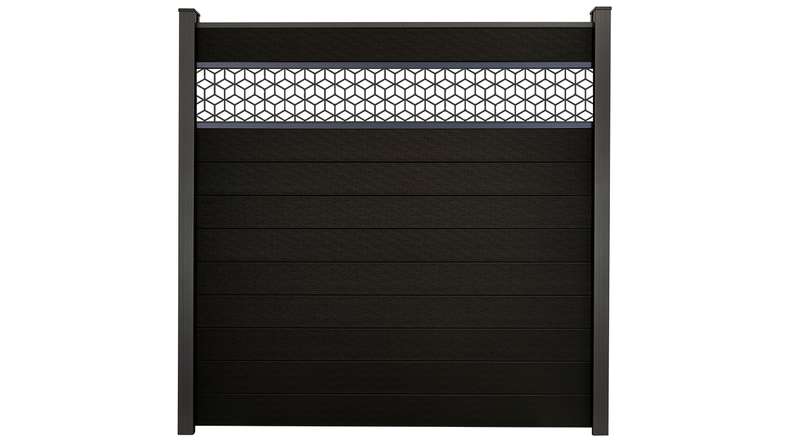 planeo Gardence Strong - Clôture à emboîter BPC Cube noir co-ex 180 x 180 cm