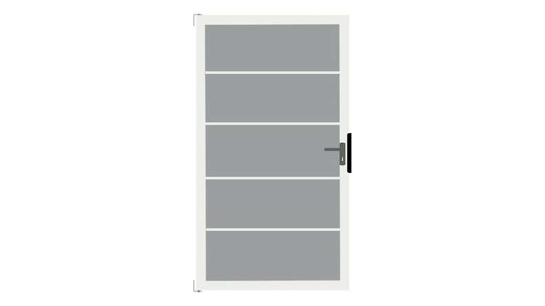 planeo Gardence Flair - Porta in vetro DIN Destro strisce di blocco con telaio in alluminio 100 x 180cm