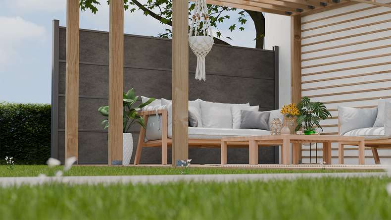 planeo Gardence Resistant - HPL-Steckzaun Anthrazitgrau 180 x 183 cm