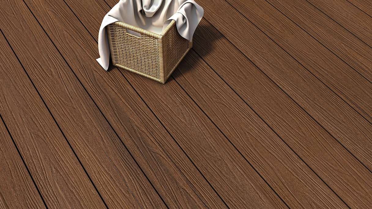 planeo MAXLine Nature - WPC CoEx lame de terrasse XL gainée chambre creuse - Ipe brun 3m structuré/lisse brossé