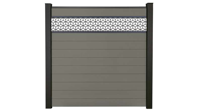 planeo Gardence Strong - Clôture à emboîter BPC Cube gris 180 x 180 cm