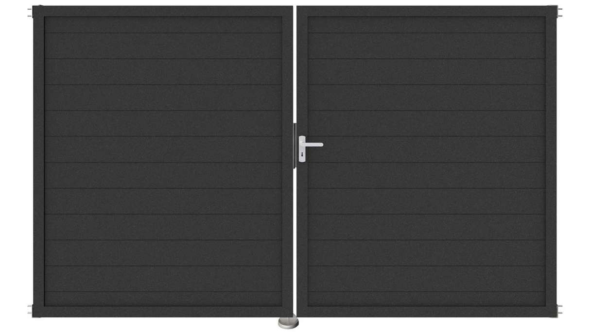 planeo Gardence Metallic - Porta in alluminio DIN Destro 2 ante antracite con telaio in alluminio antracite
