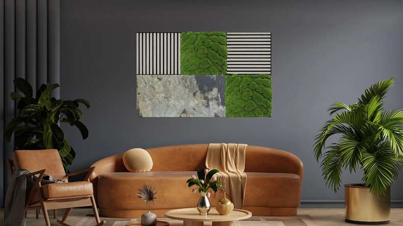 planeo Panneau acoustique - MixWall Mineral Mood Antique Slate 52 x 104 cm | Pierre véritable (PLMW-30411C)