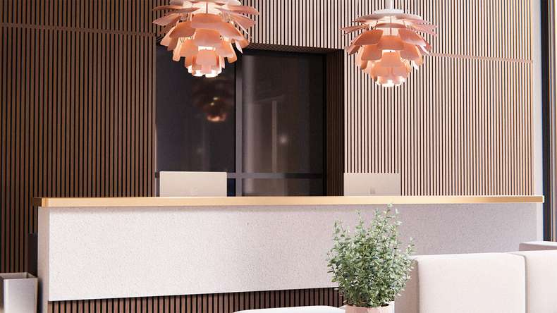 planeo Akustikpaneele - Walnuss 2480 x 600 x 21.5 mm | schwer entflammbar Brandschutz Klasse B
