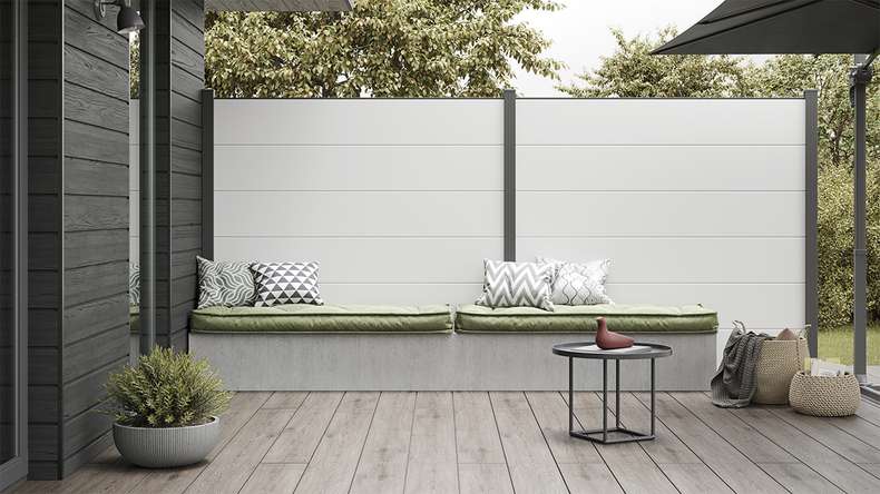 planeo Gardence Simply - Clôture PVC à emboîter Carré blanc 180 x 180 cm