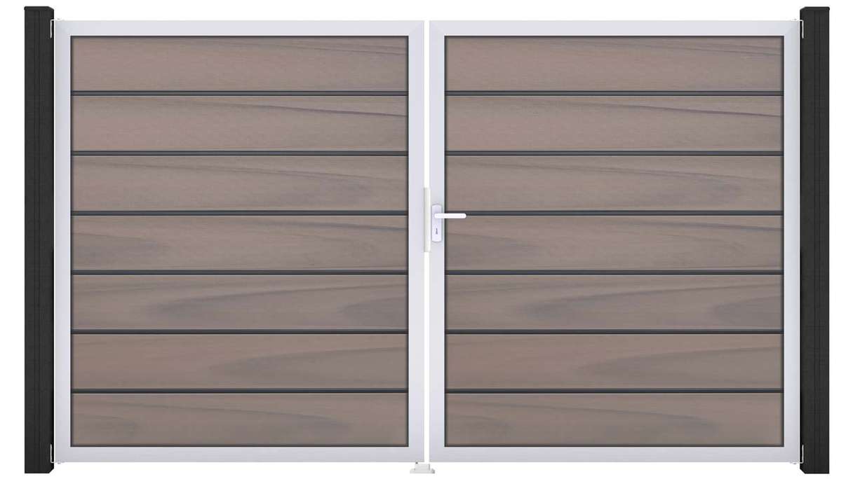 planeo Gardence Deluxe - BPC-Tor - 2-flügelig Bi-Color co-ex mit Alurahmen