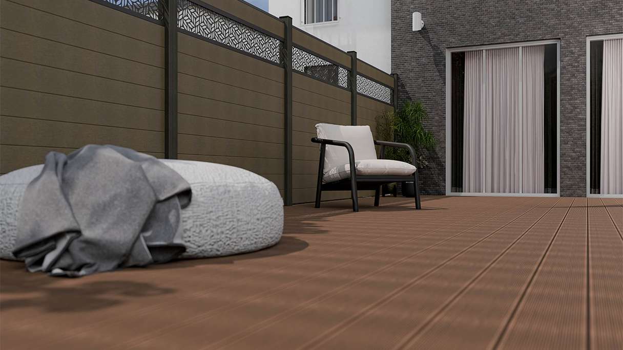 planeo Gardence Strong - BPC-Steckzaun Leafs Terra 180 x 180 cm