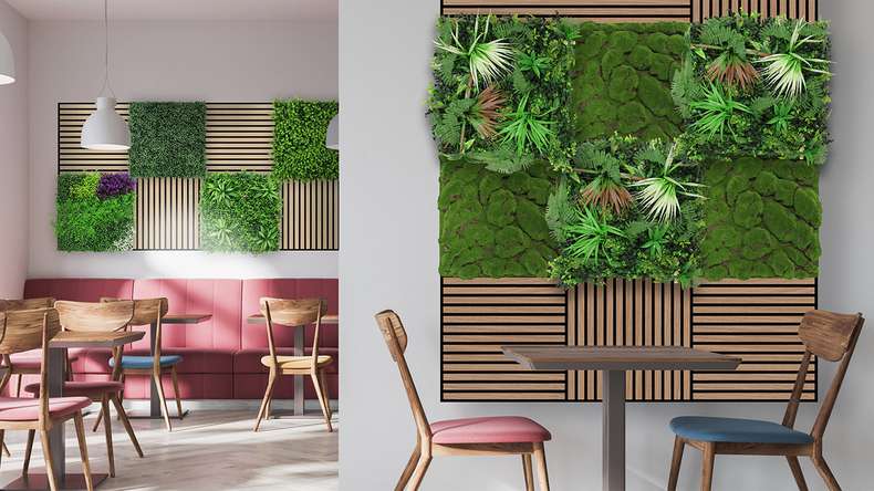 planeo Akustikpaneel - MixWall Moss Mood Forest Green Big Bulk 52 x 52 cm | Kunst-Moos (PLMW-00211C)