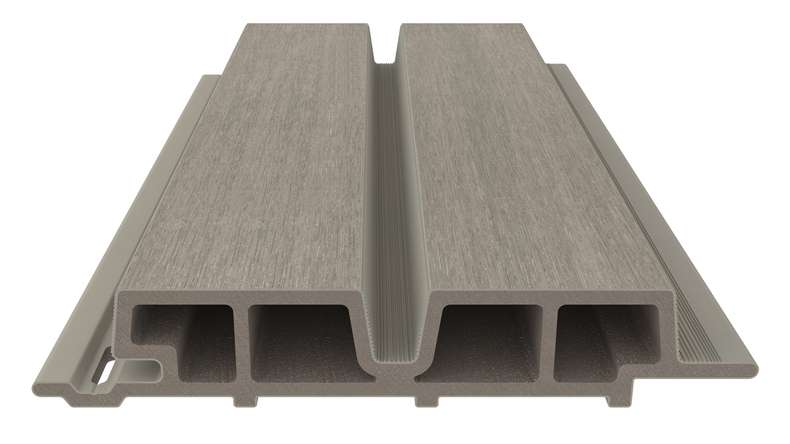 planeo LINEA Wide - Bardage de façade en WPC CoEx, gris clair, 2900 x 181 mm