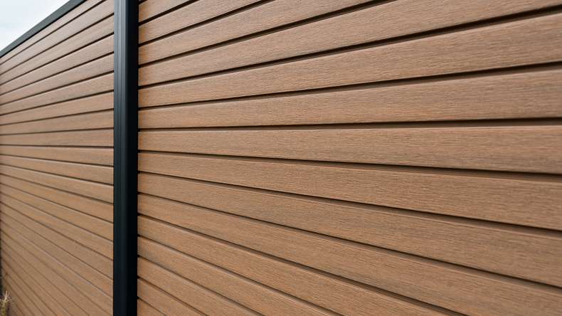 planeo LINEA - WPC CoEx Rhombus Steckzaun Burma Teak 176 x 183 cm
