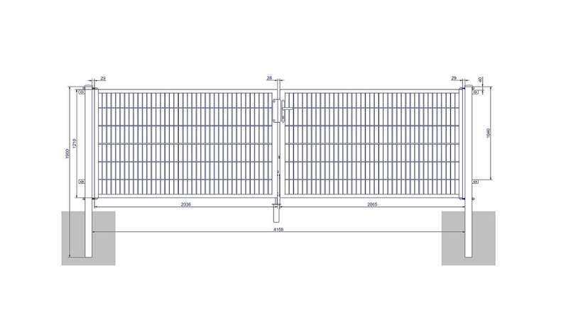 planeo Universaltor medium 2-flg. Feuerverzinkt H 1200 x B 4158 mm inkl. Torpfosten