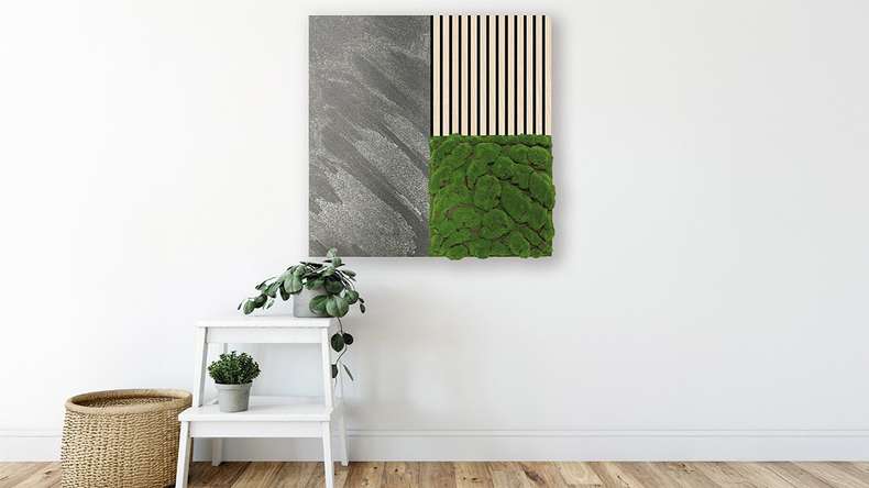 planeo Akustikpaneel - MixWall Mineral Mood Grey Slate 52 x 104 cm | Echtstein (PLMW-20411C)