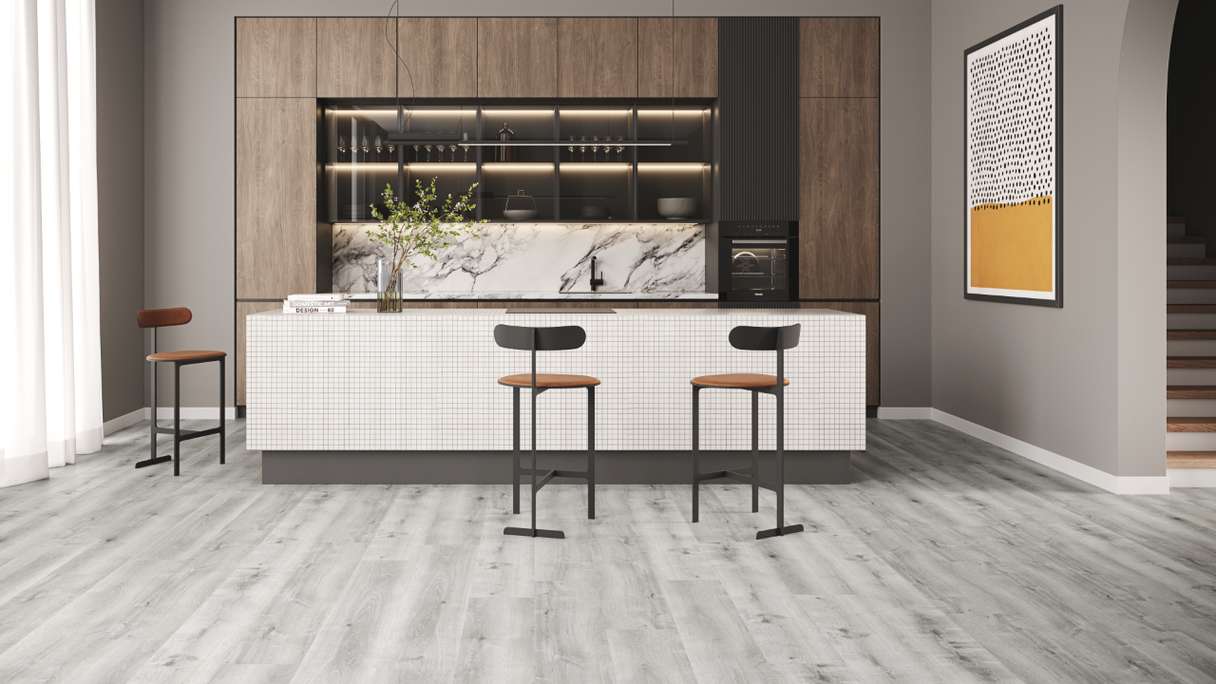 planeo Rigido Vinile ad incastro - SolutionX 2in1 Oak Grey | Isolamento acustico integrato (ECF-0088)