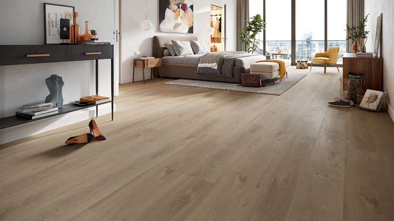 planeo Vinyle à clic rigide - HOMEtec Pro 50 IXPE Desert Drift Oak | Isolation phonique intégrée (RP-E50-6)