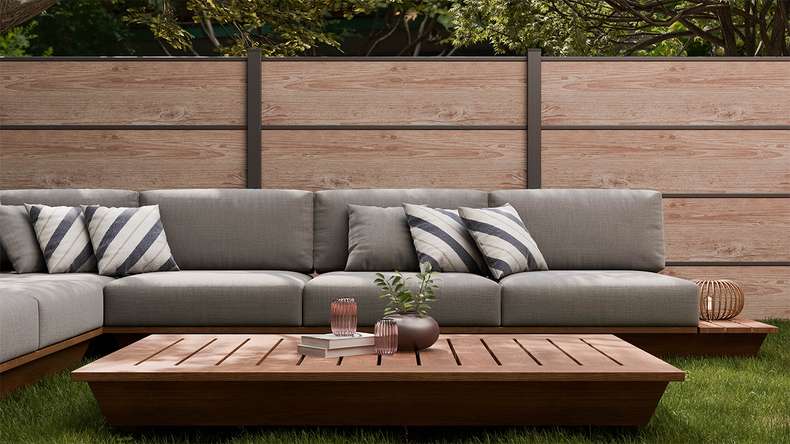 planeo Gardence Resistant - HPL-Steckzaun Holzoptik 180 x 183 cm