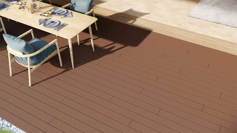 planeo LineWood WPC Pannello per decking solido - marrone chiaro scanalato/scanalato