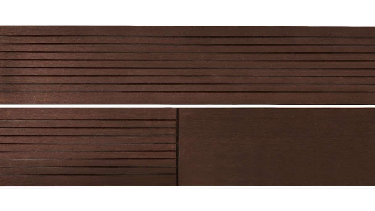 planeo Holzterrasse Massivdiele Bambus Dunkel glatt/fein genutet - 1850 x 137 x 20 mm