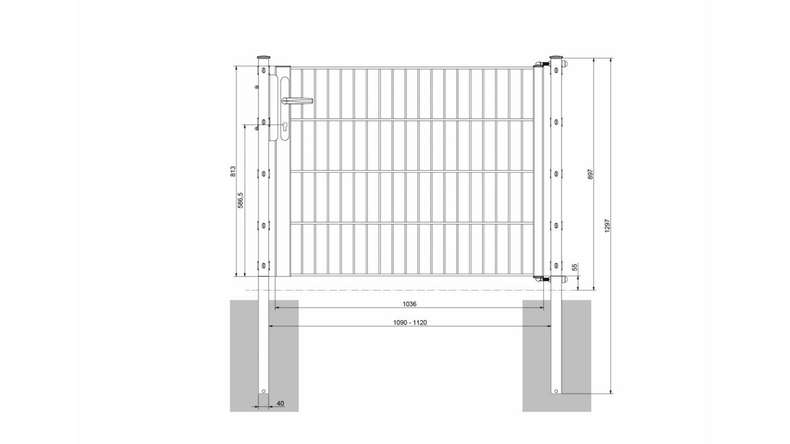 Porte universelle léger 1 feuille vert mousse - L 1090 mm poteaux de porte inclus