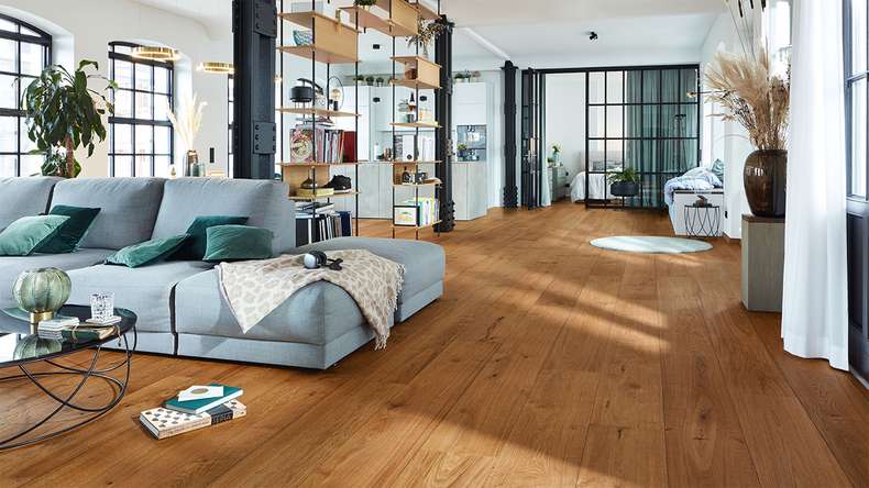 MEISTER Lindura-plancher en bois HD 400 - 08911 Chêne authentique brun châtaigne huilé naturel 2200 x 270 x 11 mm (500213-2200270-08911)
