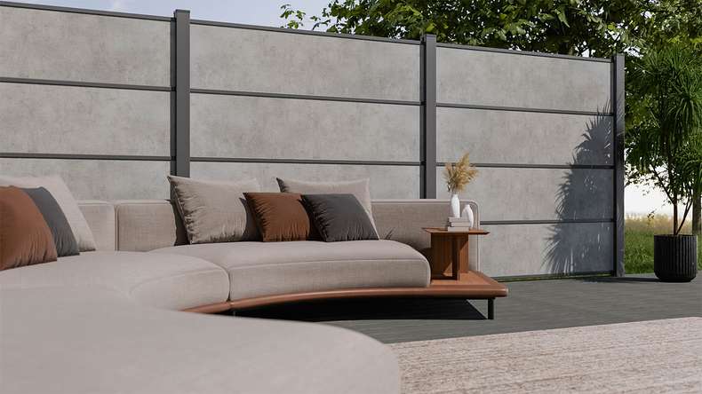 planeo Gardence Resistant - profilo singolo grigio cemento 180 x 45 x 8 mm