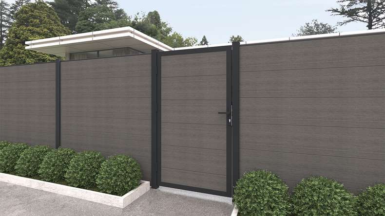 planeo INFINITY XL-Board - Clôture à emboîter WPC CoEx gris foncé 176 x 183