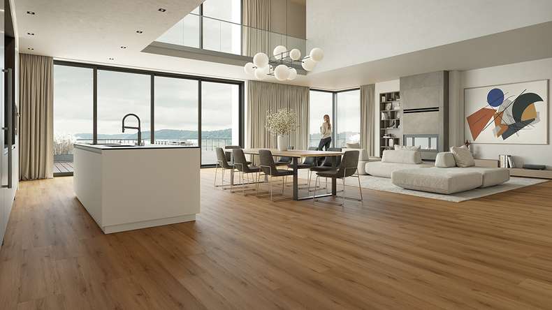 planeo Vinyle à clic rigide - HOMEtec Pro 50 IXPE Natural Field Oak | Isolation phonique intégrée (RP-G50-4)