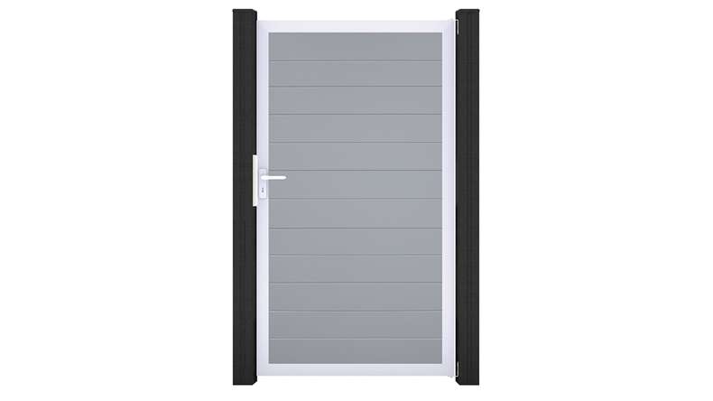 planeo Gardence Simply Small - PVC-Universaltor Silbergrau mit Alu-Rahmen 100 x 180 cm