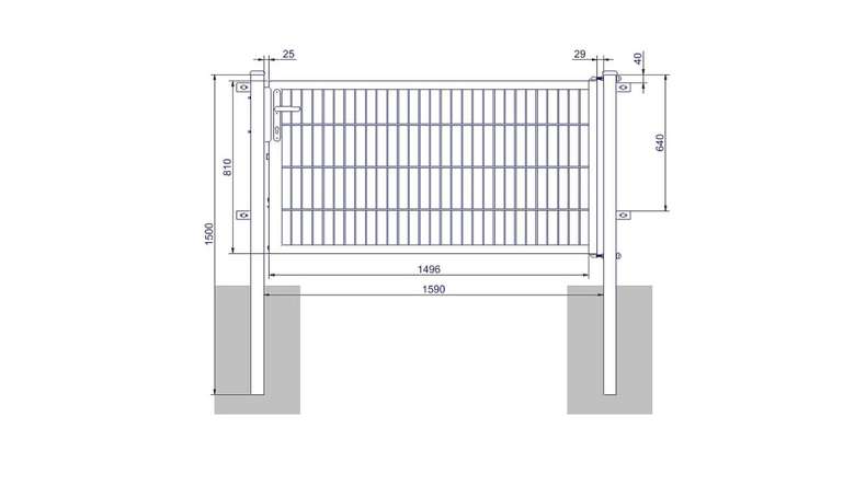 planeo Universaltor medium 1-flg. Feuerverzinkt H 800 x B 1590 mm inkl. Torpfosten