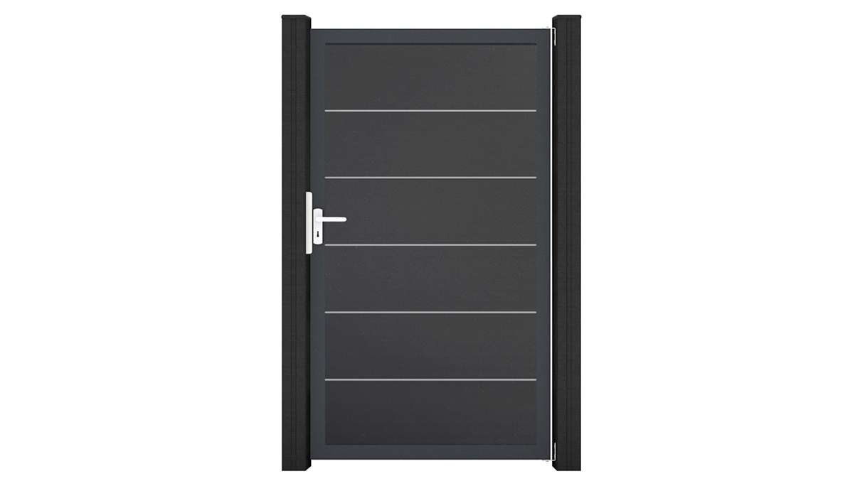 planeo Gardence Simply Premium - Cancello universale in PVC grigio antracite con telaio in alluminio 100 x 180 cm 